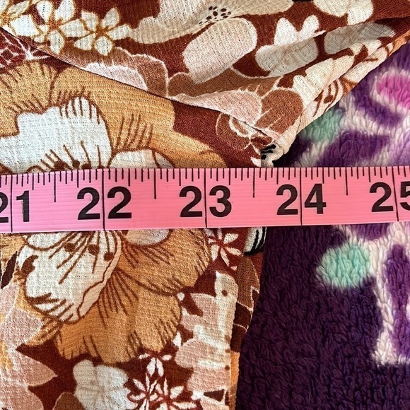 Melloday Women’s brown cream floral blouse tunic size large NWOT - Picture 6 of 9